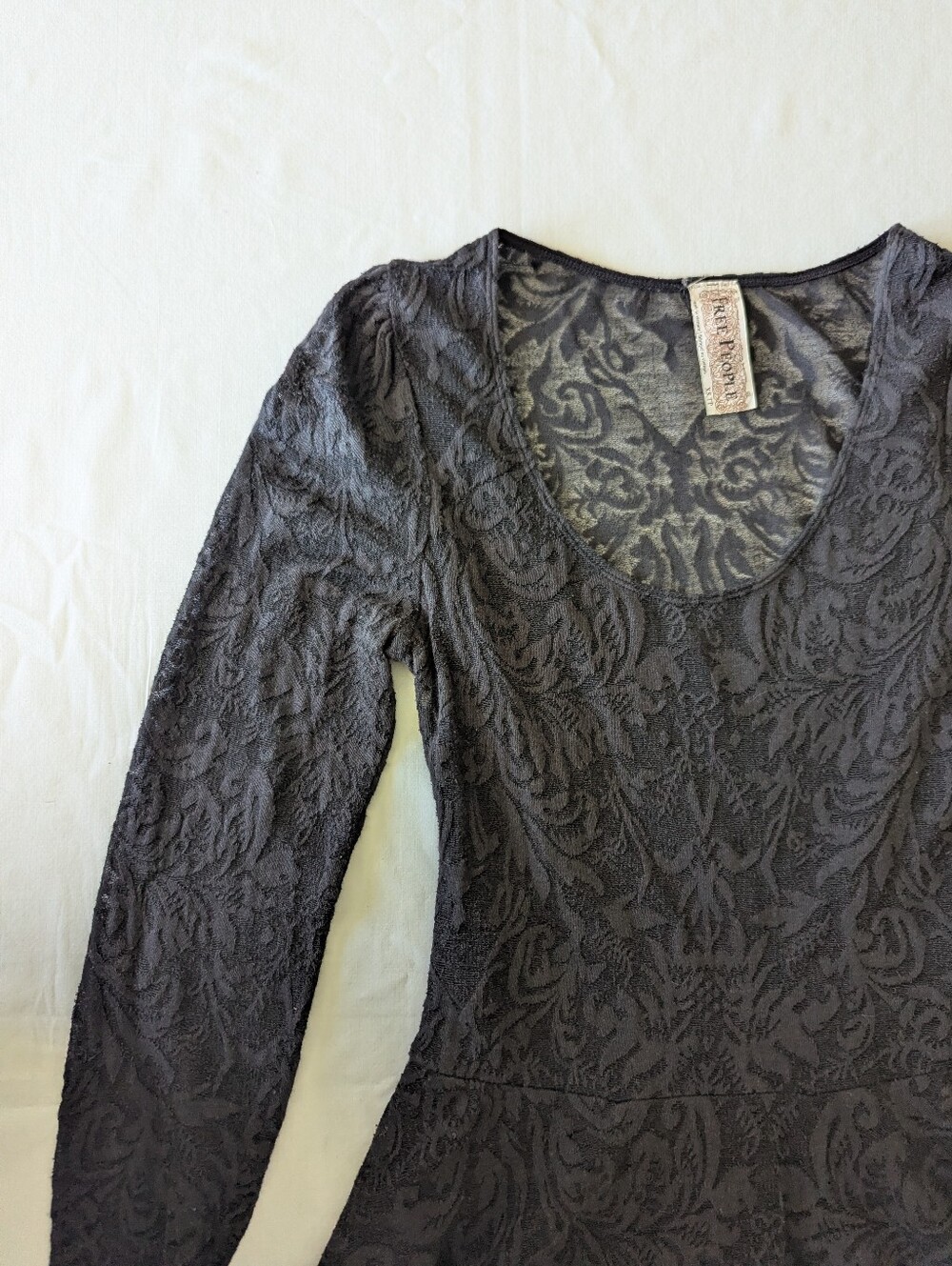 Free People Y2K Long Sleeve Lace Dress With Tulle Skirt Detail - Picture 11 of 13